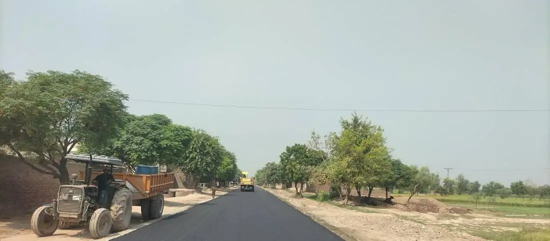 Finished road with trees
